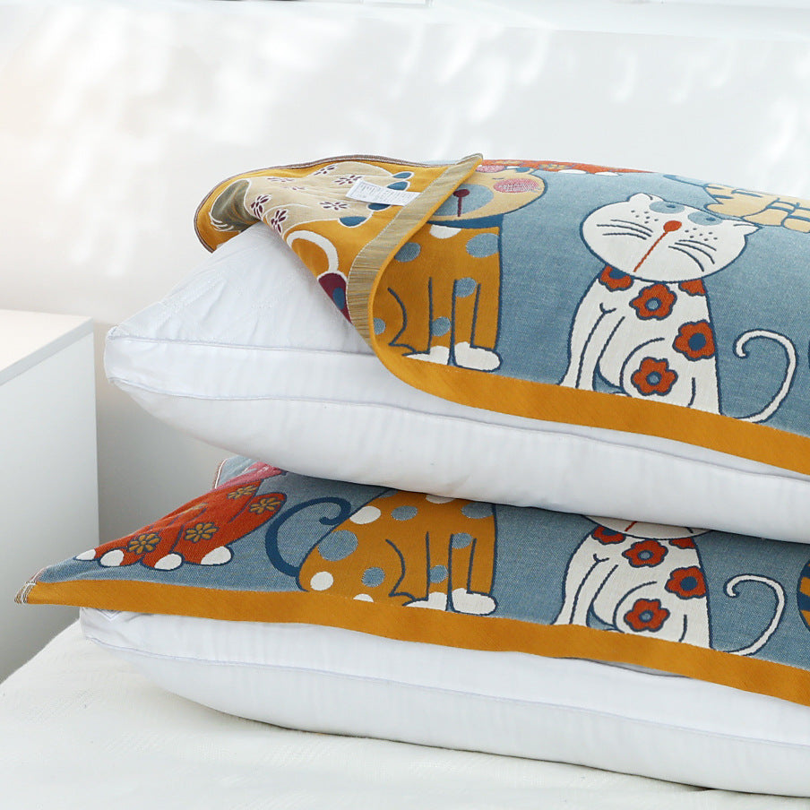 Cute Cat Cotton Pillow Towel