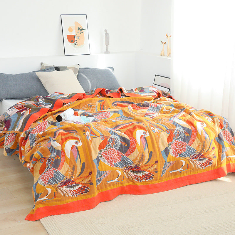 Colorful Oriole Six-layer Gauze Thicken Nap Blanket