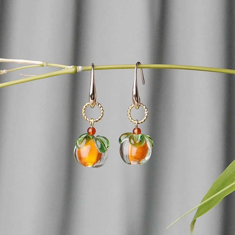 Glass Persimmon Cute Earrings