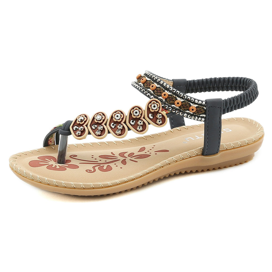 Vintage Bohemian Perlen -Strassstrandsandalen