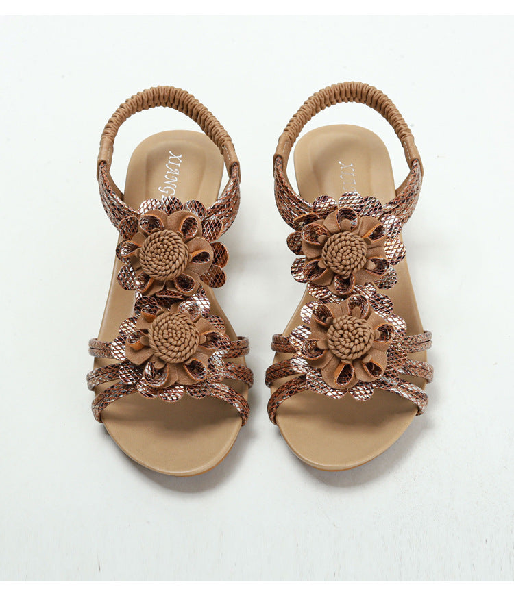 Retro Wedge Flower Comfortable Sandals