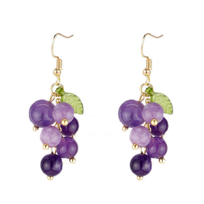 Cute Grape Earrings in Sweet Purple Color