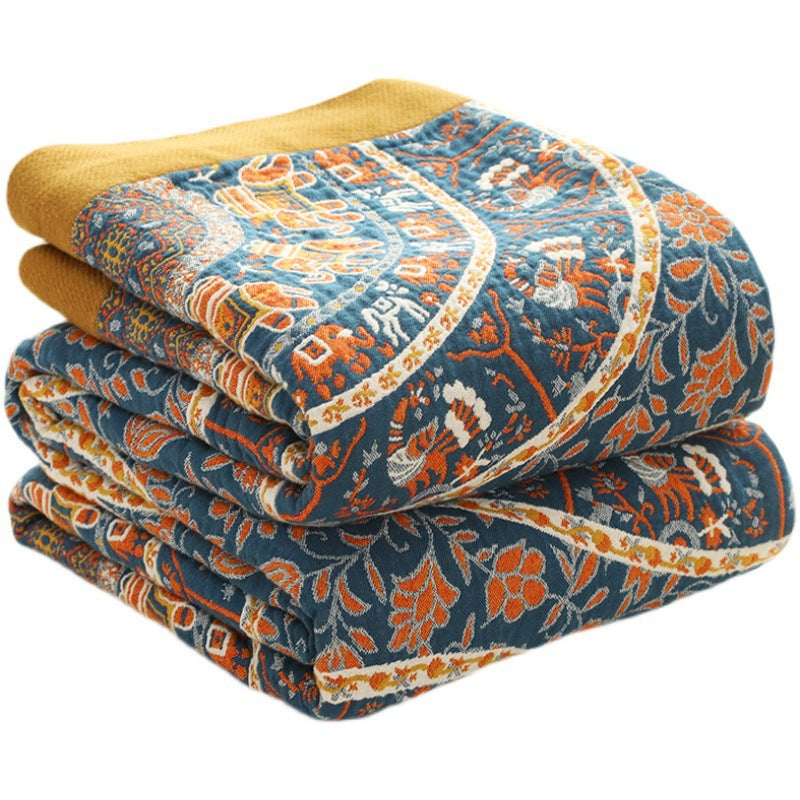 Retro Pattern Cotton Five-layer Gauze Towel Blanket