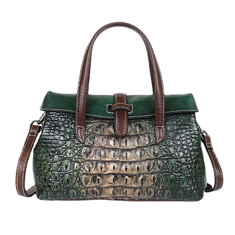 Vintage Cowhide Embossed Handbag Crossbody Bag