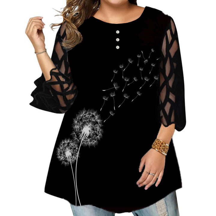 Lace Sleeve Floral Top Loose Casual T-shirt