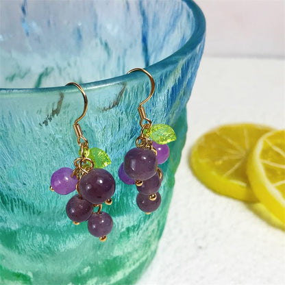 Cute Grape Earrings in Sweet Purple Color