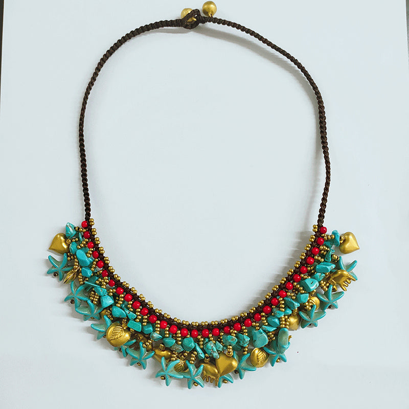 Collier star-étoile turquoise bohème