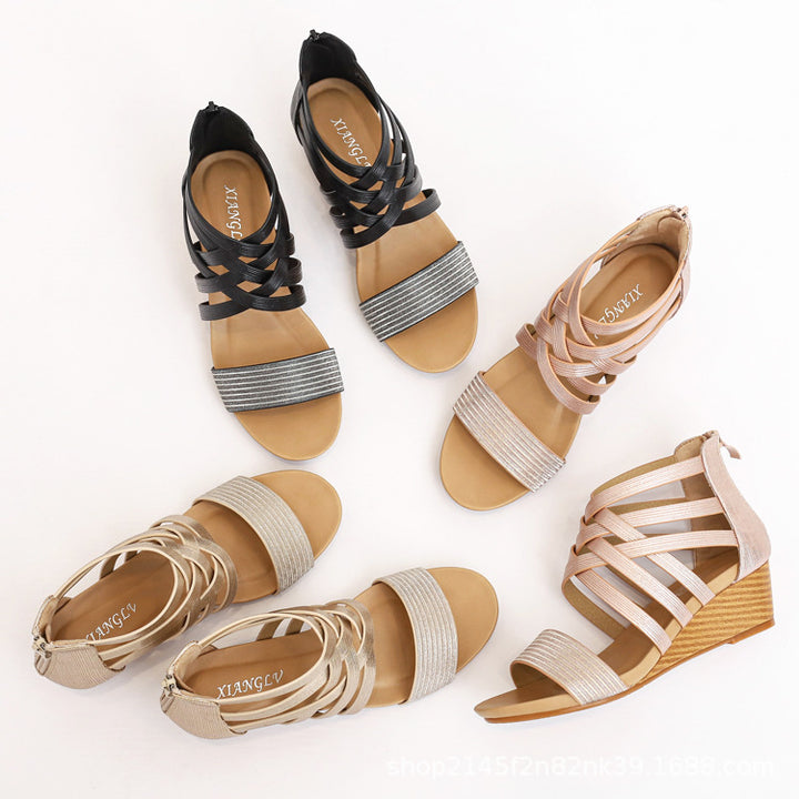 Vintage Wedge-heeled Bohemian Peep-toe Sandals