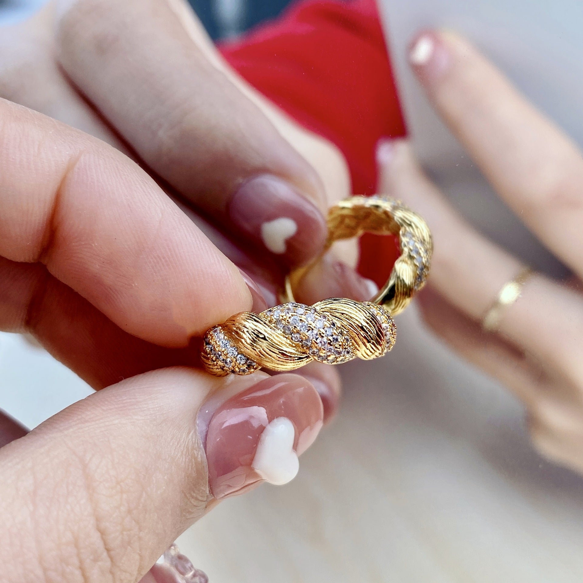 Vintage Enamel Twisted Ring