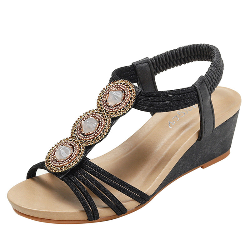 Retro Wedge Perlen einfache Sandalen