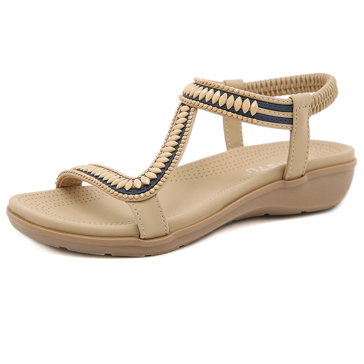 Retro Rhinestone Comfort Wearable Flat Sandals