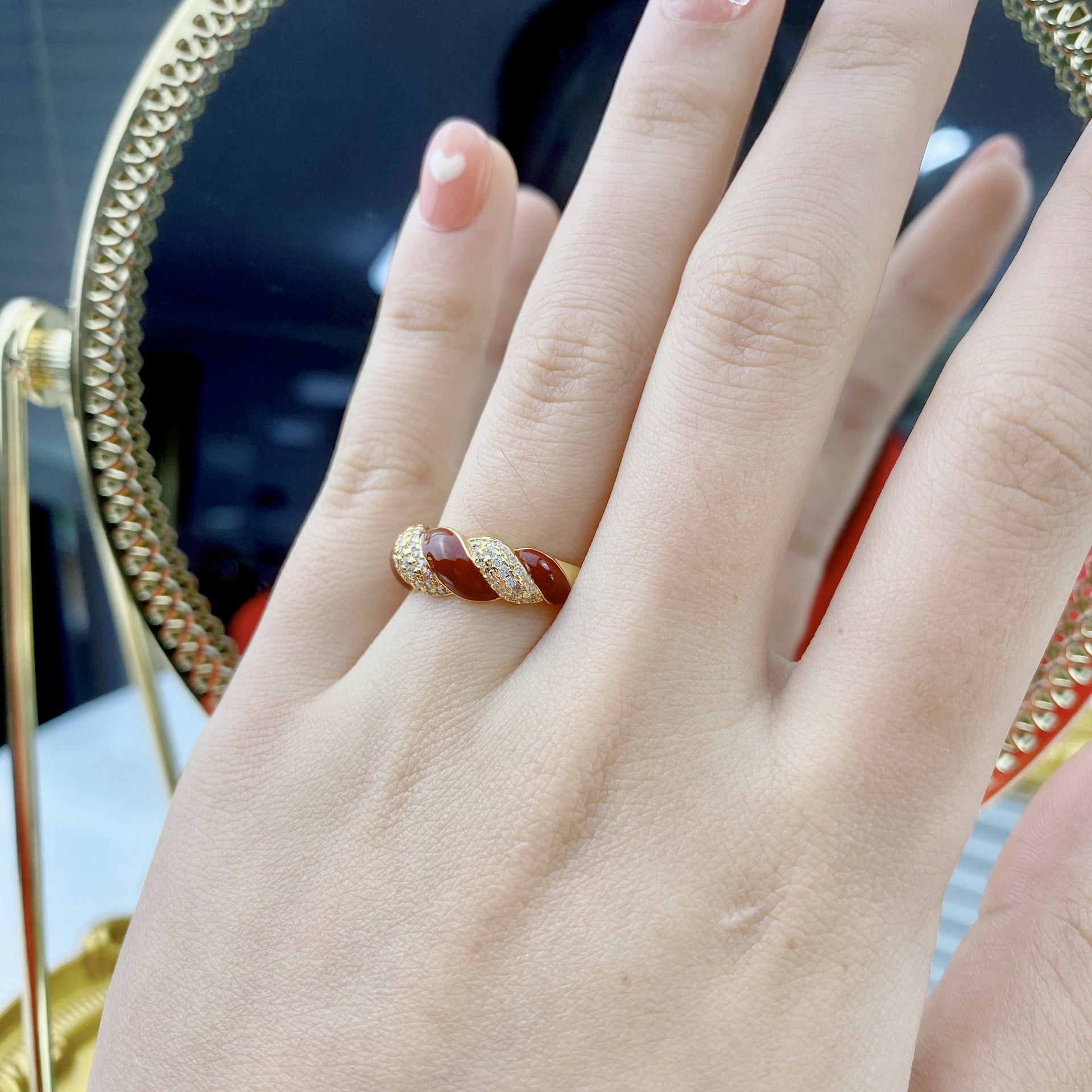 Vintage Enamel Twisted Ring