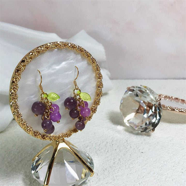 Cute Grape Earrings in Sweet Purple Color