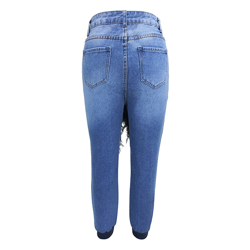 Jeans à lacets de mode plus taille