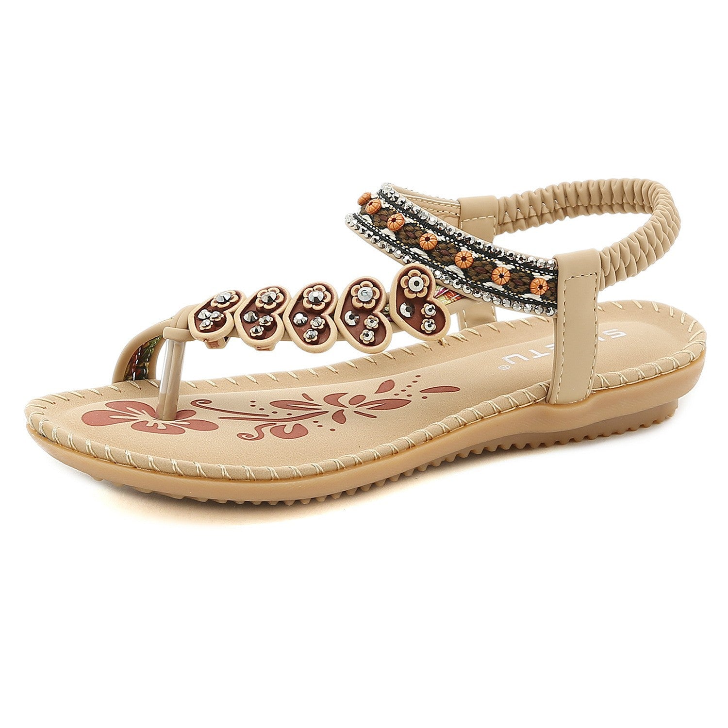 Vintage Bohemian Beaded Rhinestone Beach Sandals