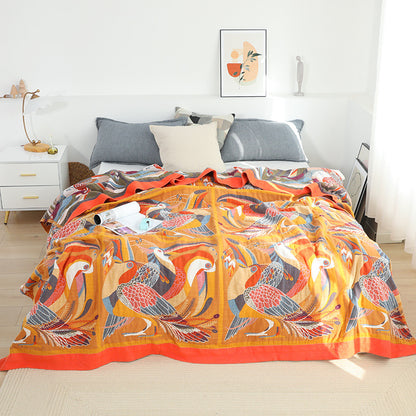 Colorful Oriole Six-layer Gauze Thicken Nap Blanket