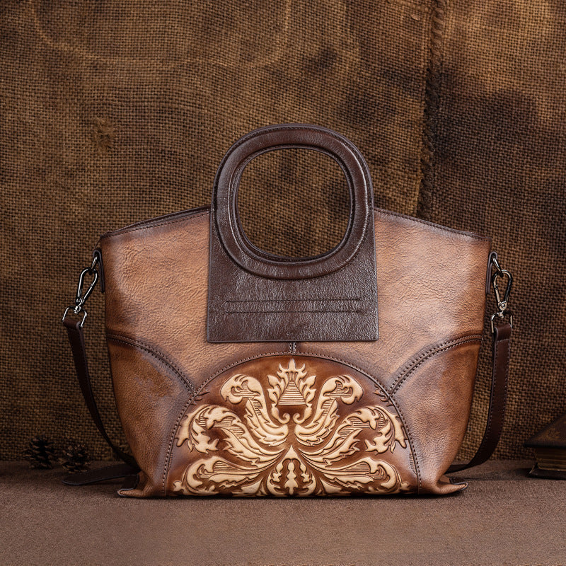 Vintage-Inspired Genuine Leather Crossbody Bag