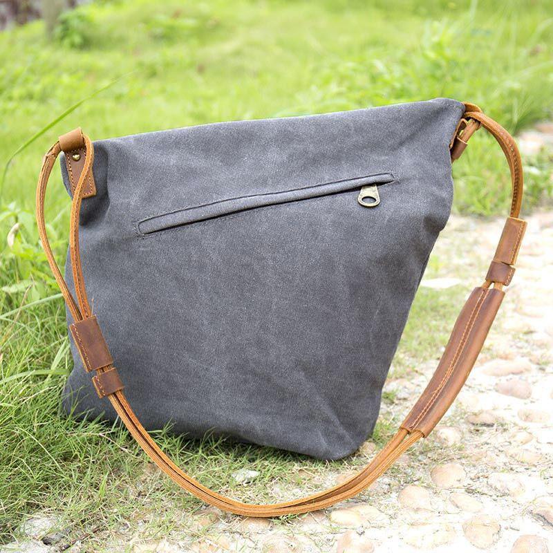 Women Canvas And Leather Crossbody Bag