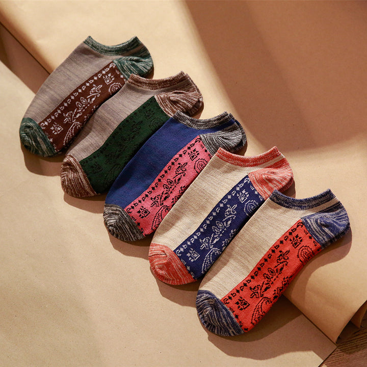 Spring Jacquard Color Matching Socks (5 Pairs)