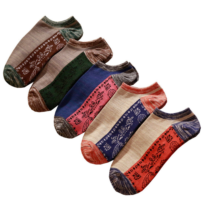 Spring Jacquard Color Matching Socks (5 Pairs)
