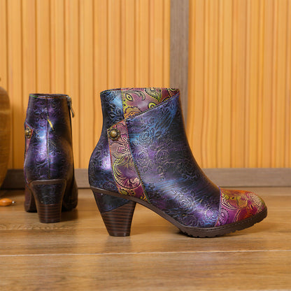 Botas de costura floral hechas a mano retro