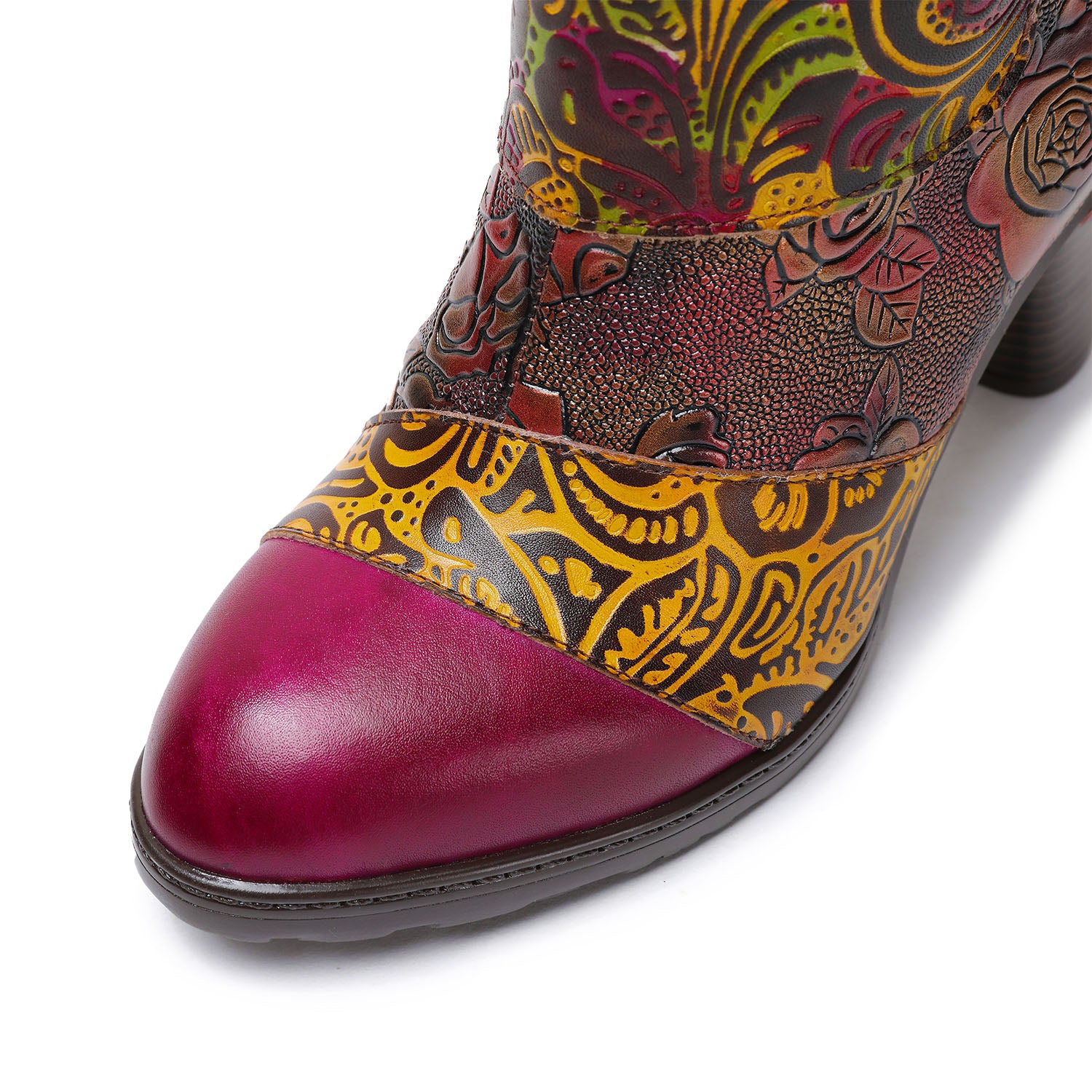 Vintage Handmade Floral Stitching Boots