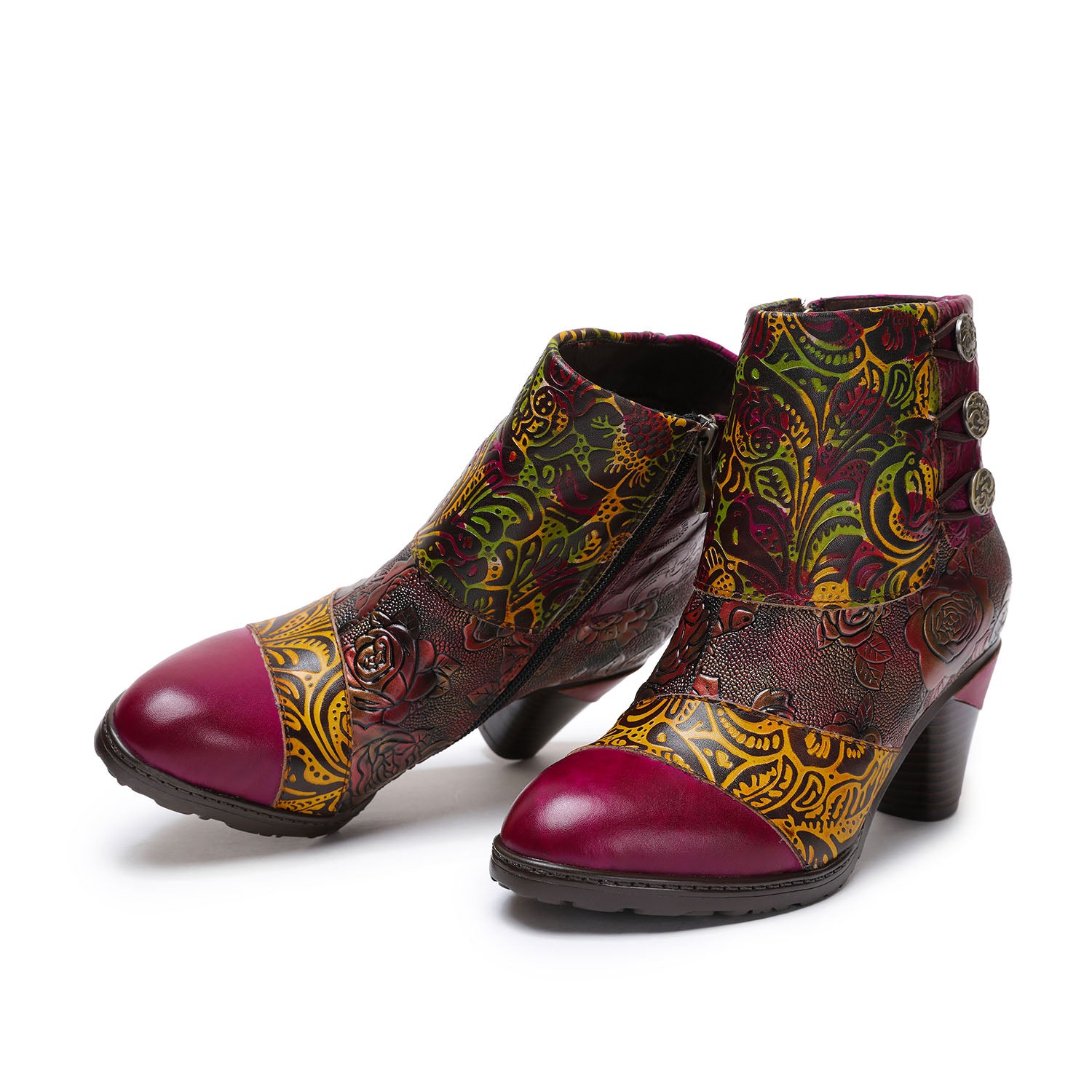 Vintage Handmade Floral Stitching Boots