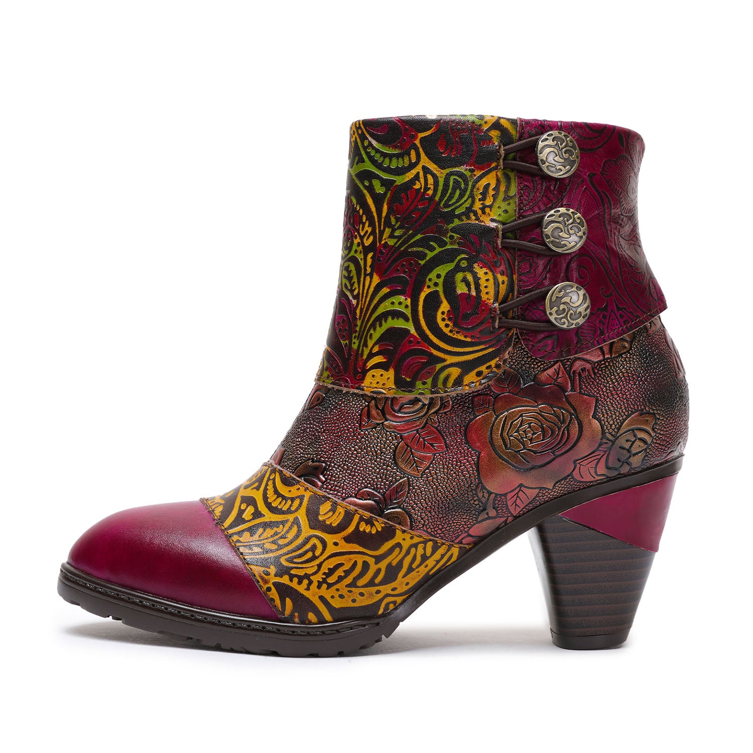 Vintage Handmade Floral Stitching Boots