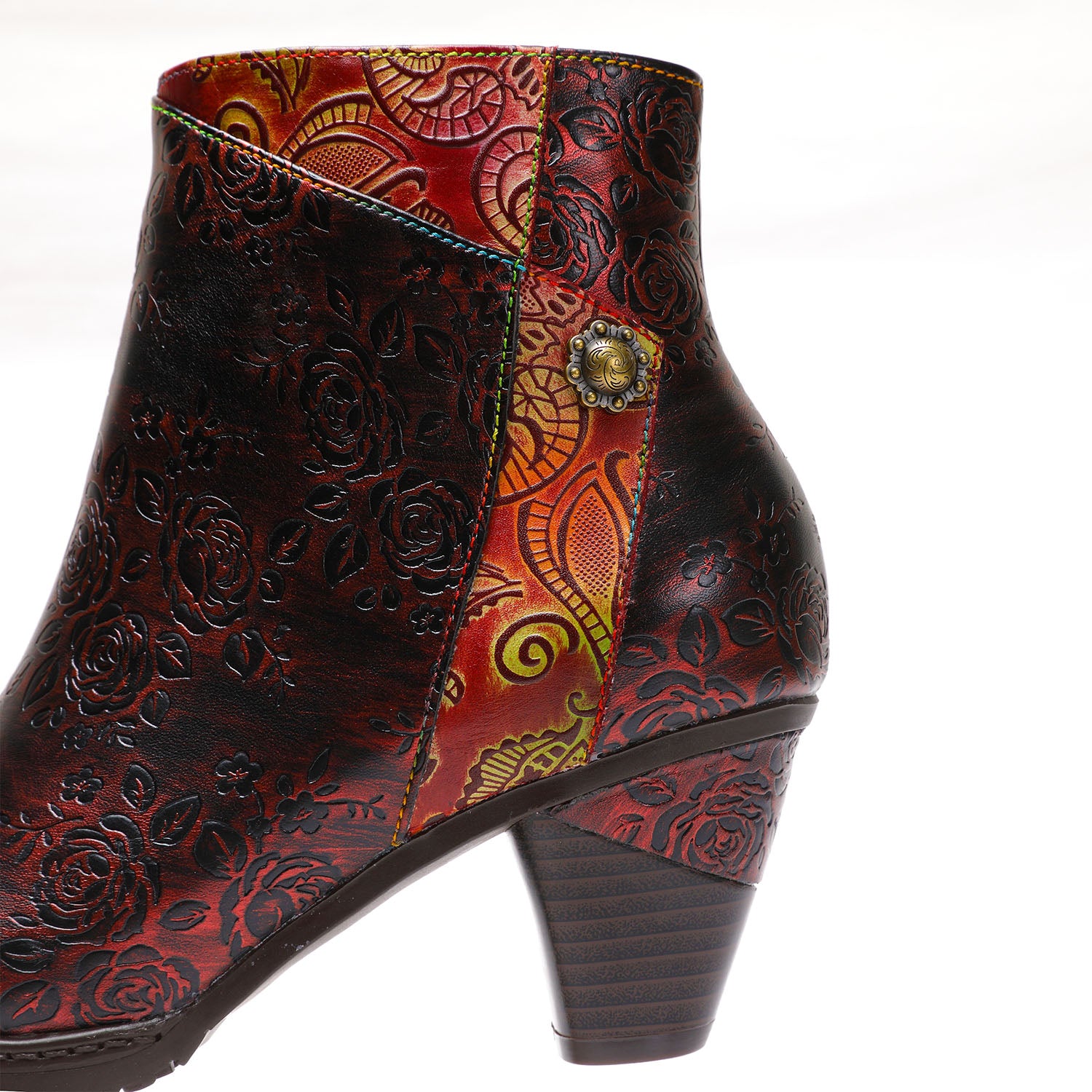 Retro Handmade Floral Stitching Boots