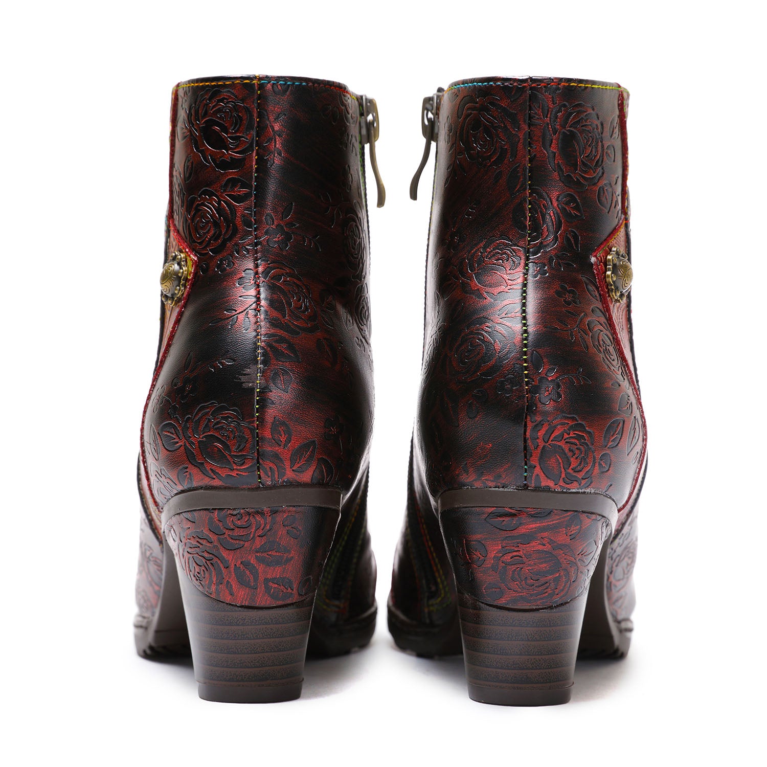 Retro Handmade Floral Stitching Boots