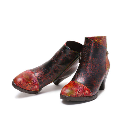 Retro Handmade Floral Stitching Boots