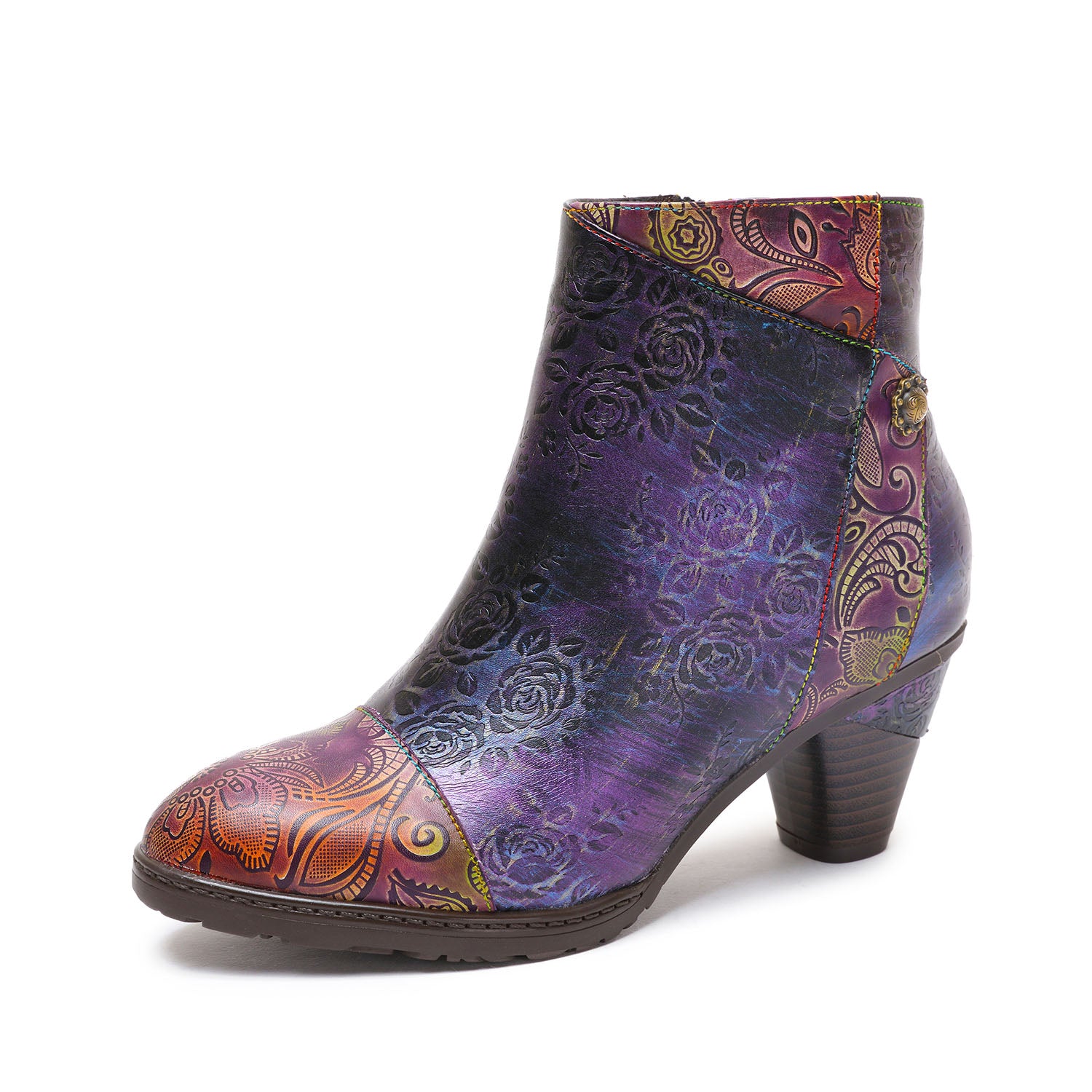 Retro Handmade Floral Stitching Boots