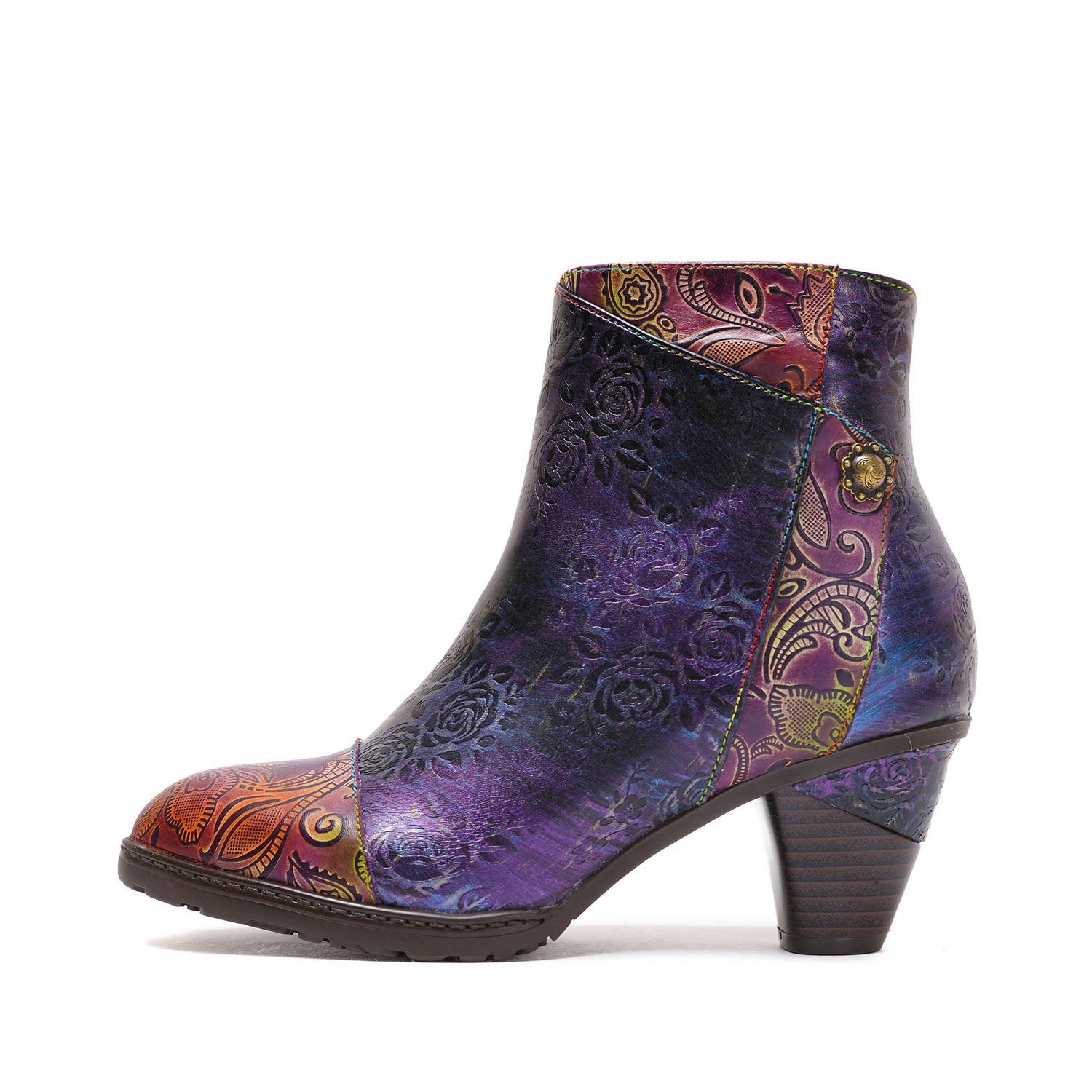 Retro Handmade Floral Stitching Boots