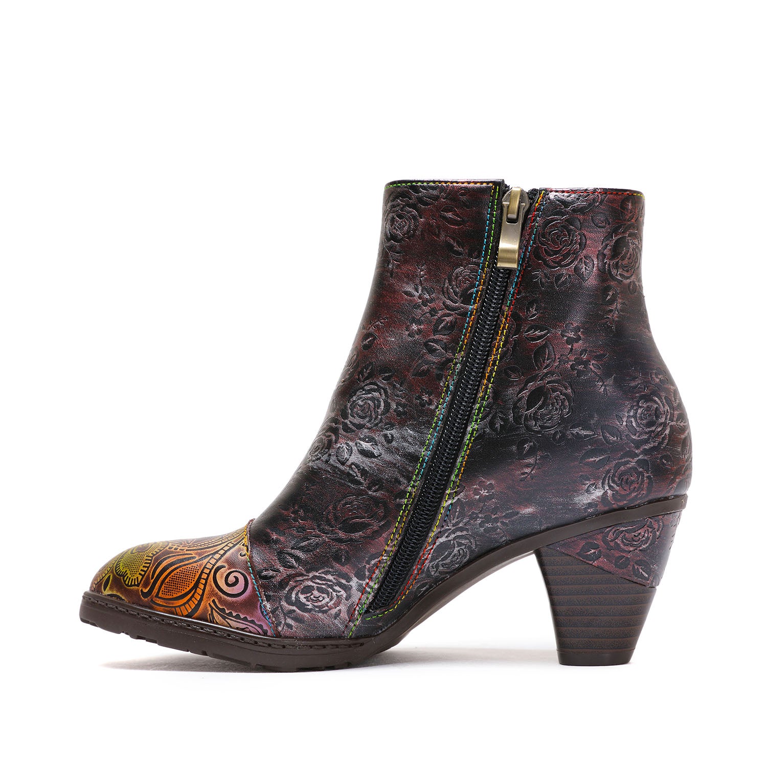 Botas de costura floral hechas a mano retro