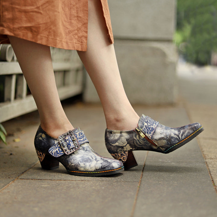 Hand-painted Genuine Leather Pumps