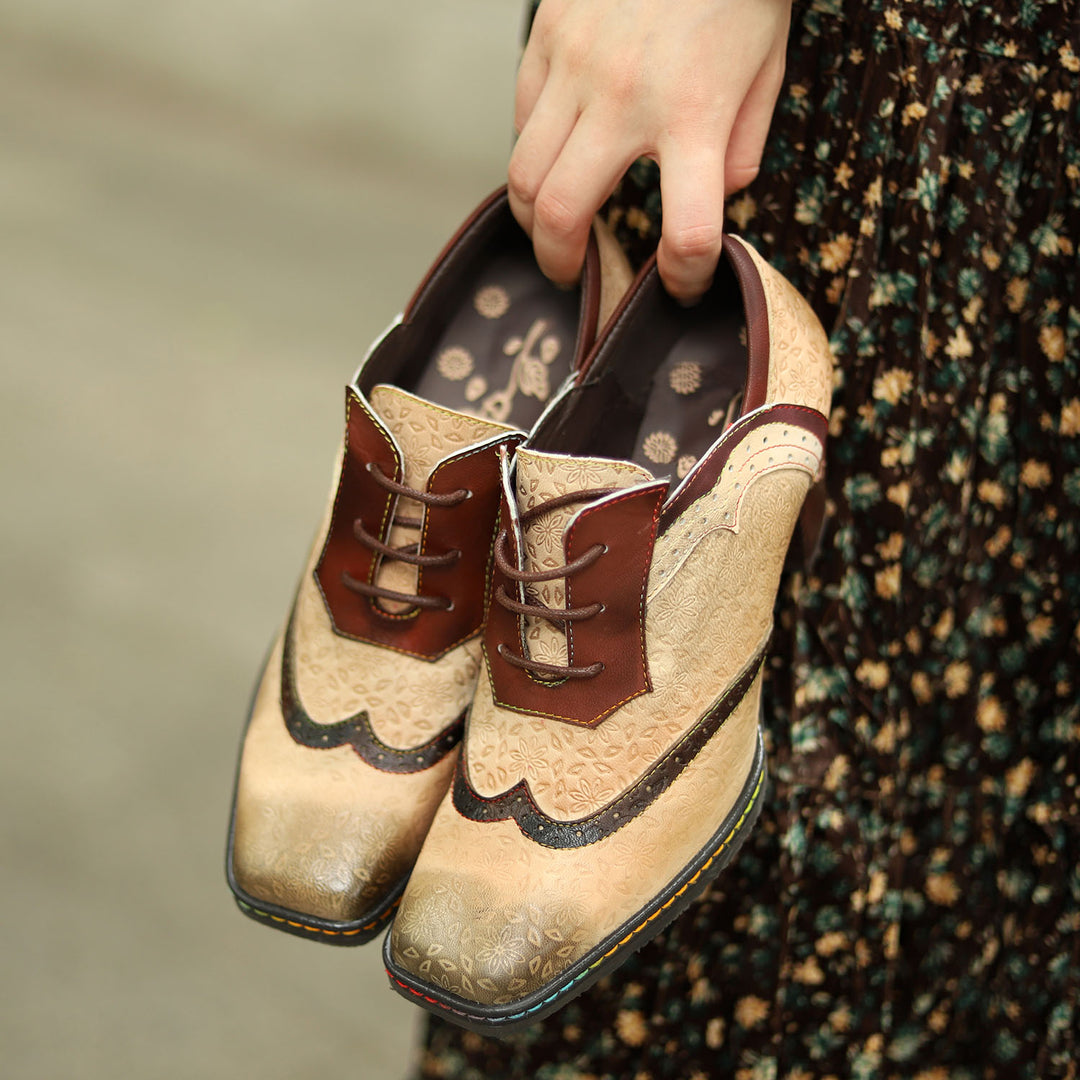 Bohemian Hand-printed Leather Pumps