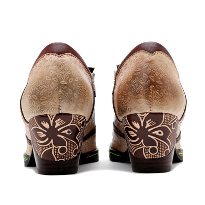 Bohemian Hand-printed Leather Pumps