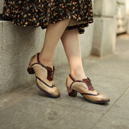 Bohemian Hand-printed Leather Pumps