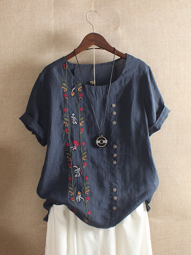 Bohemian Embroidery Floral T-Shirt
