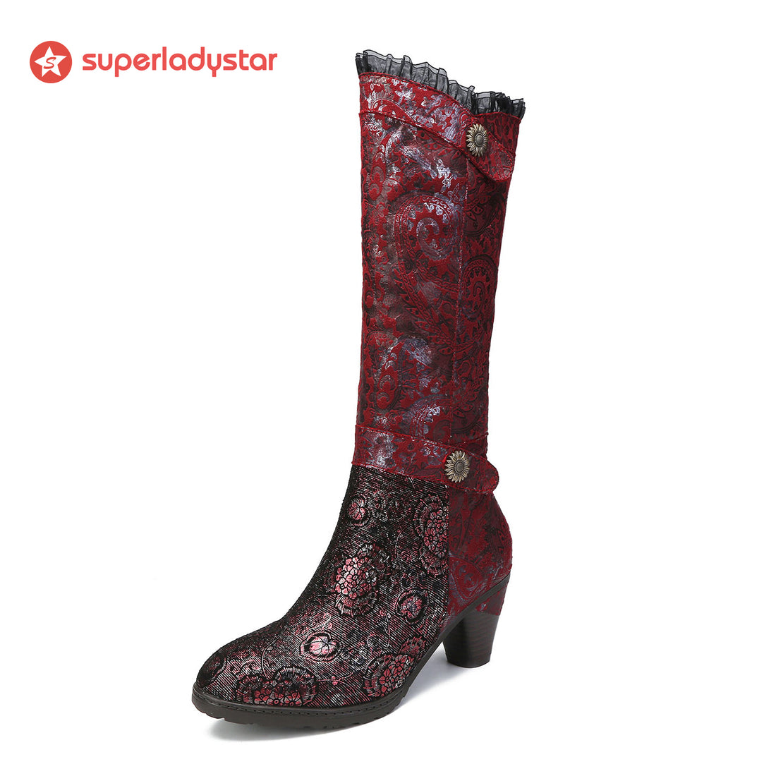 Handgefertigte florale Spitzen -elegante Stiefel