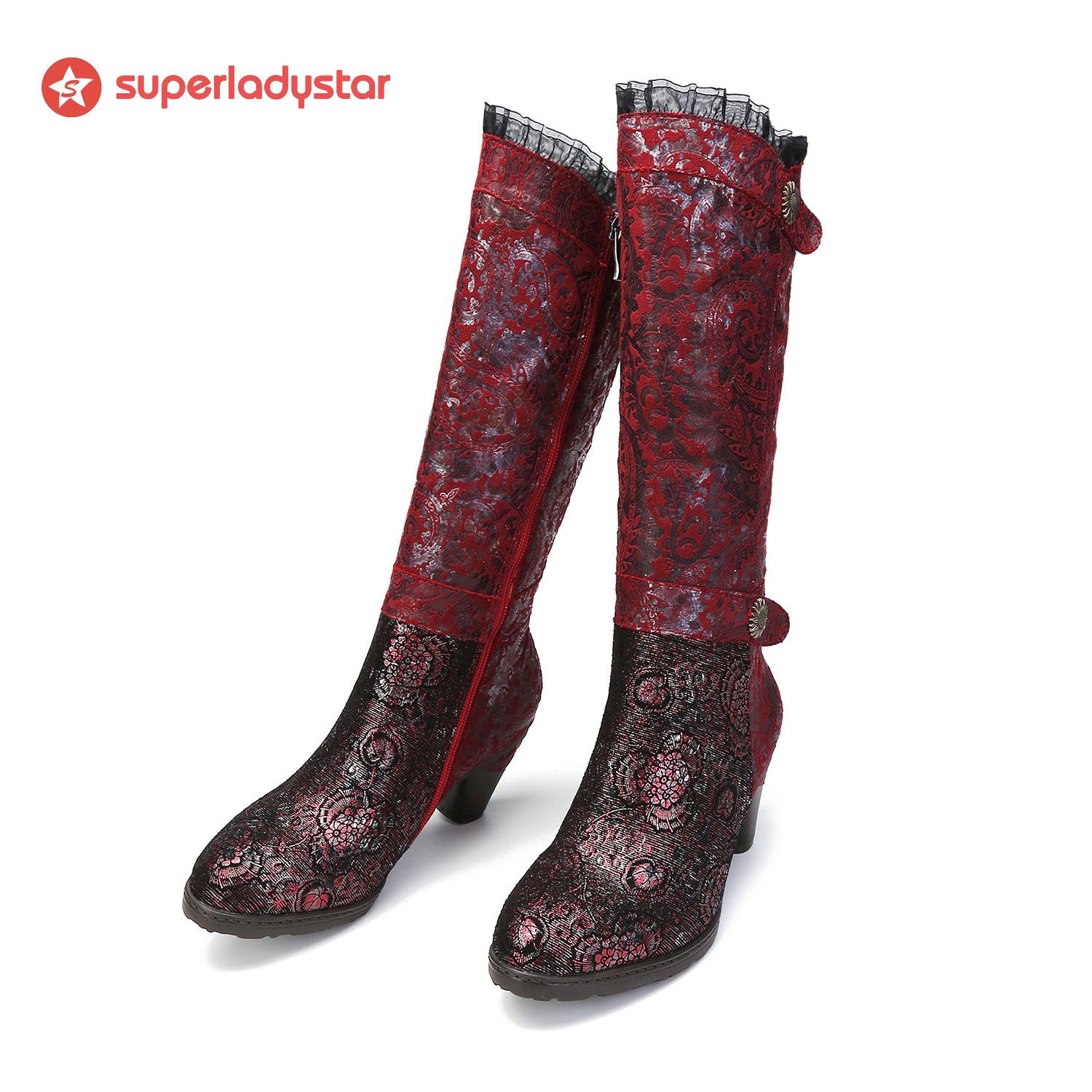 Handgefertigte florale Spitzen -elegante Stiefel