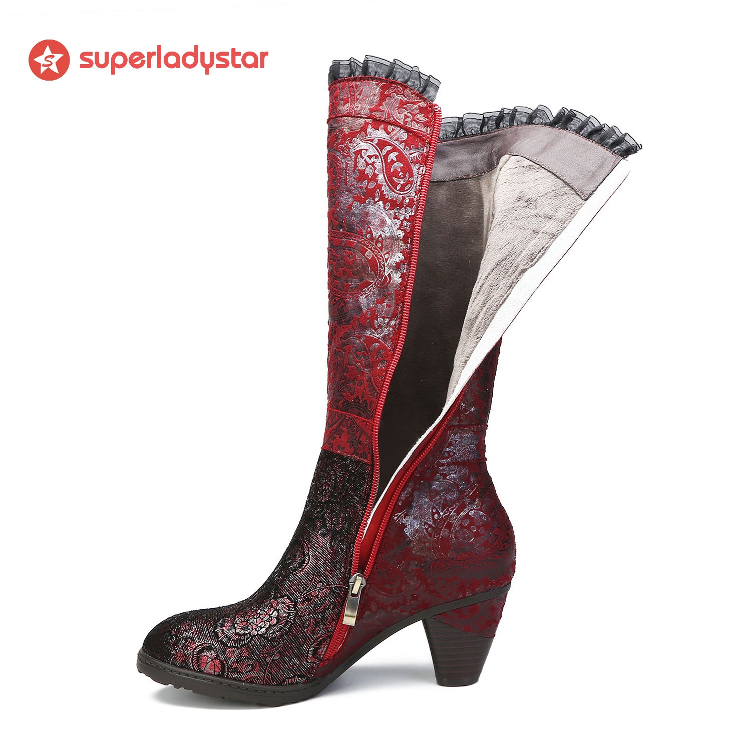 Handgefertigte florale Spitzen -elegante Stiefel