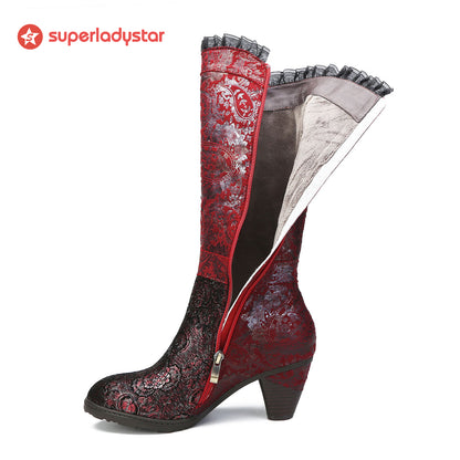 Handgefertigte florale Spitzen -elegante Stiefel