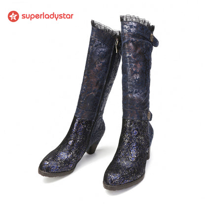 Handgefertigte florale Spitzen -elegante Stiefel