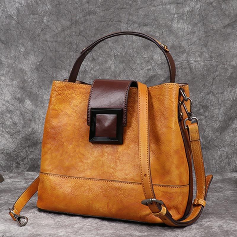 Retro echte Lederhandtasche Crossbody Tasche