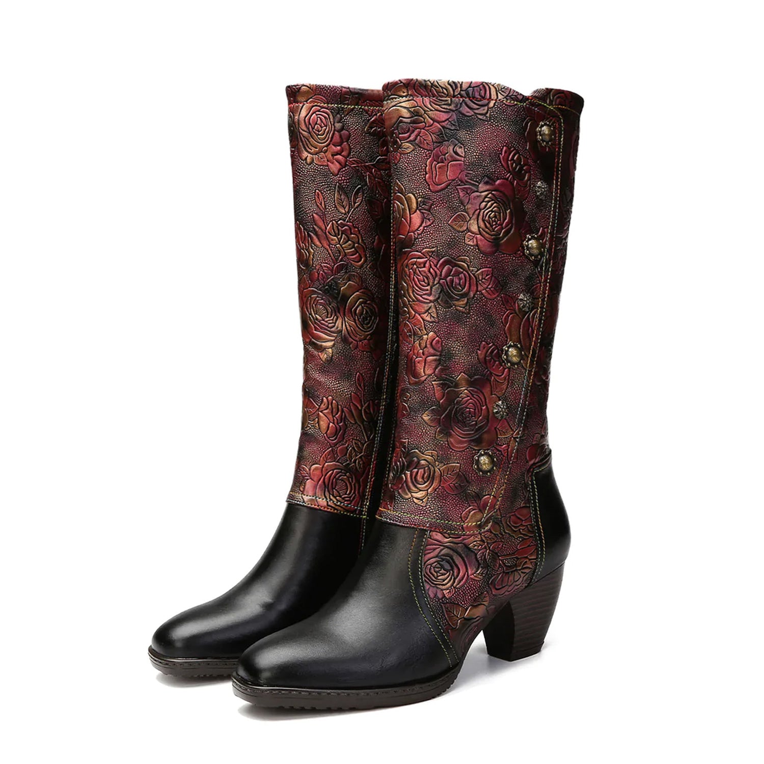 Botas feitas à mão estampadas retrô