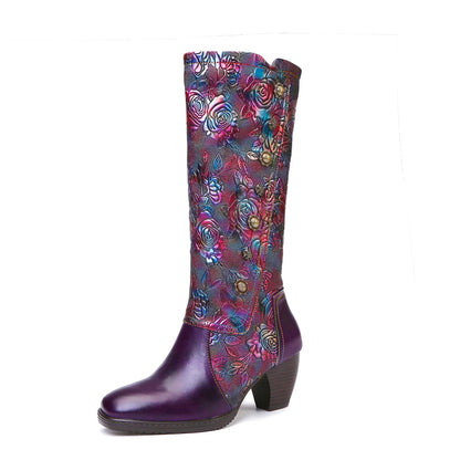 Botas feitas à mão estampadas retrô