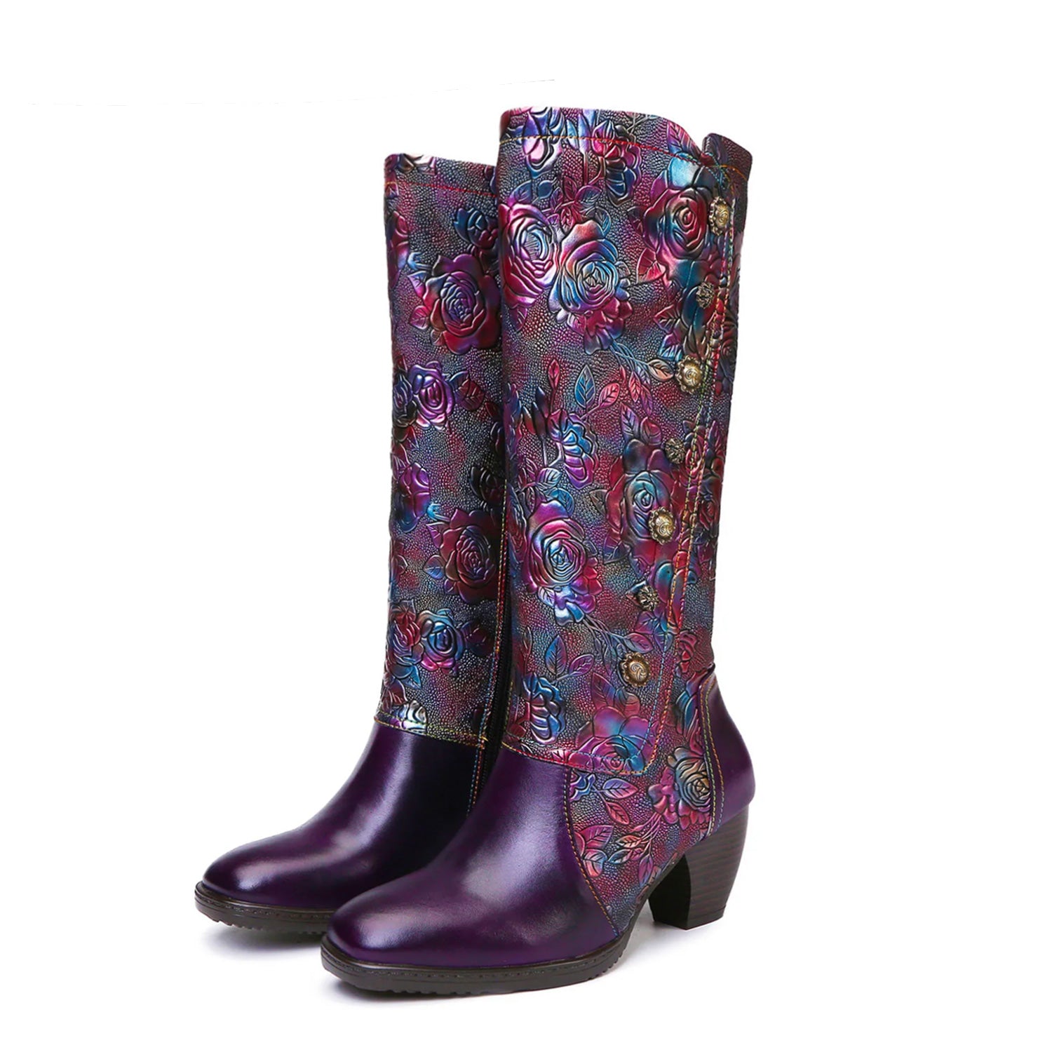 Botas feitas à mão estampadas retrô