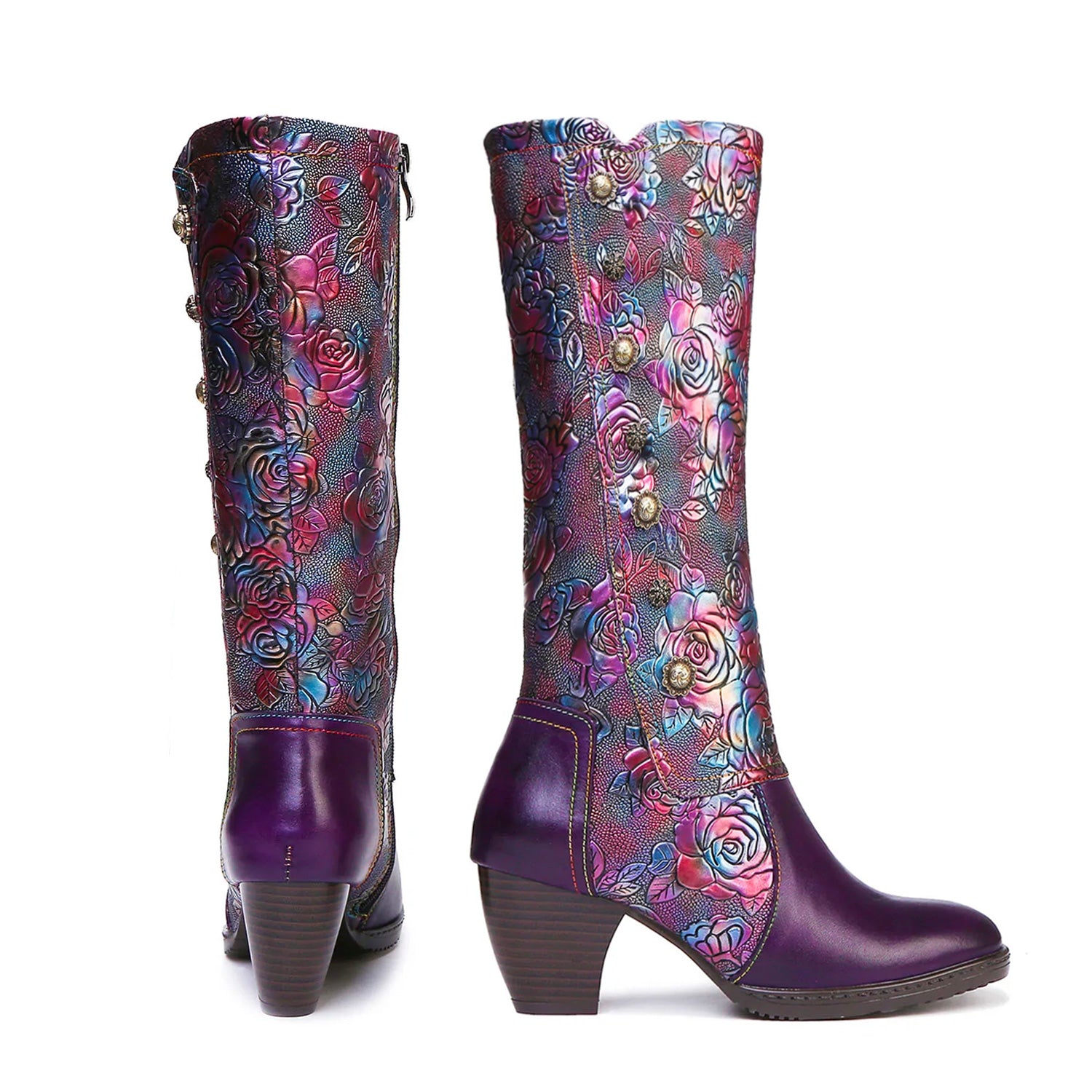 Botas feitas à mão estampadas retrô