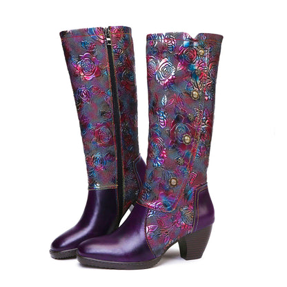 Botas feitas à mão estampadas retrô